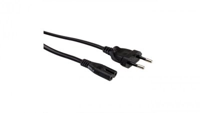 VALUE Kabel zasilający Euro z płaską wtyczką do C7, 2-biegunowy, czarny, 1 m