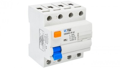 Wyłącznik różnicowoprądowy 4P 25A 30mA typ AC LC-Tec EBS9RN-4P/30/25/AC LCTEC-EBS9RN-4P/30/2
