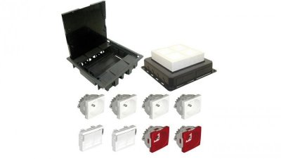 EFAPEL FLOOR BOX puszka podłogowa do podłóg wylewanych 4x gniazdo 230V z/u + 2x gniazdo DATA z/u + 4x gniazdo RJ45 kat. 6 FTP ek