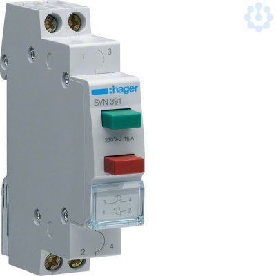 SVN391 ŁĄCZNIK PRZYCISKOWY LED ZIELONY/ CZERWONY 2X 16A 1Z+1R 1M 230V AC