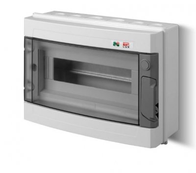 EP-LUX PLUS ROZDZIELNIA PLASTIKOWA NT 12M 1X 12M N+PE IP65 IK07 214X303X118 DRZWI DYMNE SZARY