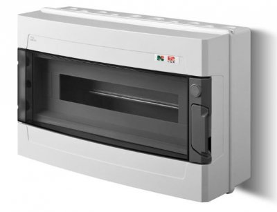 EP-LUX PLUS ROZDZIELNIA PLASTIKOWA NT 18M 1X 18M N+PE IP65 IK07 410X262X150 DRZWI DYMNE SZARY