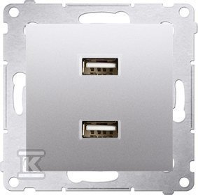 ŁADOWARKA 2XUSB 2.1A, 5V SREBRNY SIMON5