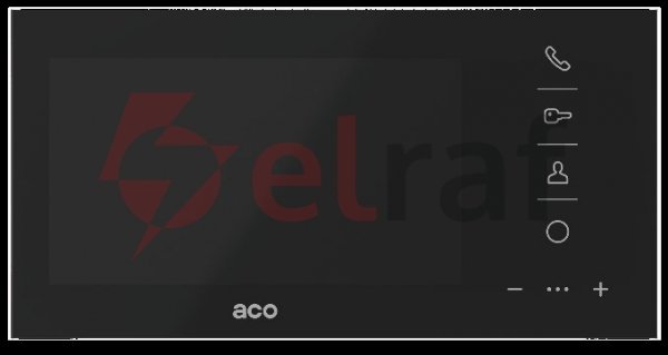 ACO Wideomonitor cyfrowy, głośnomówiący ze szklanym frontem i kolorowym wyświetlaczem 7'' GLASS-PRO-7 BK 