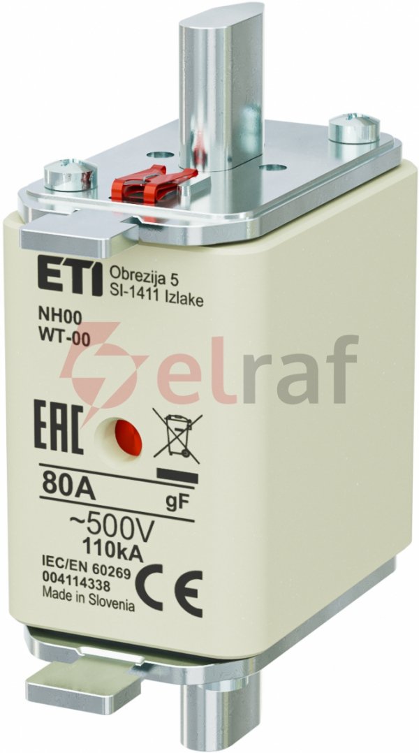 Wkładka bezpiecznikowa NH00 80A gF 500V 004114338