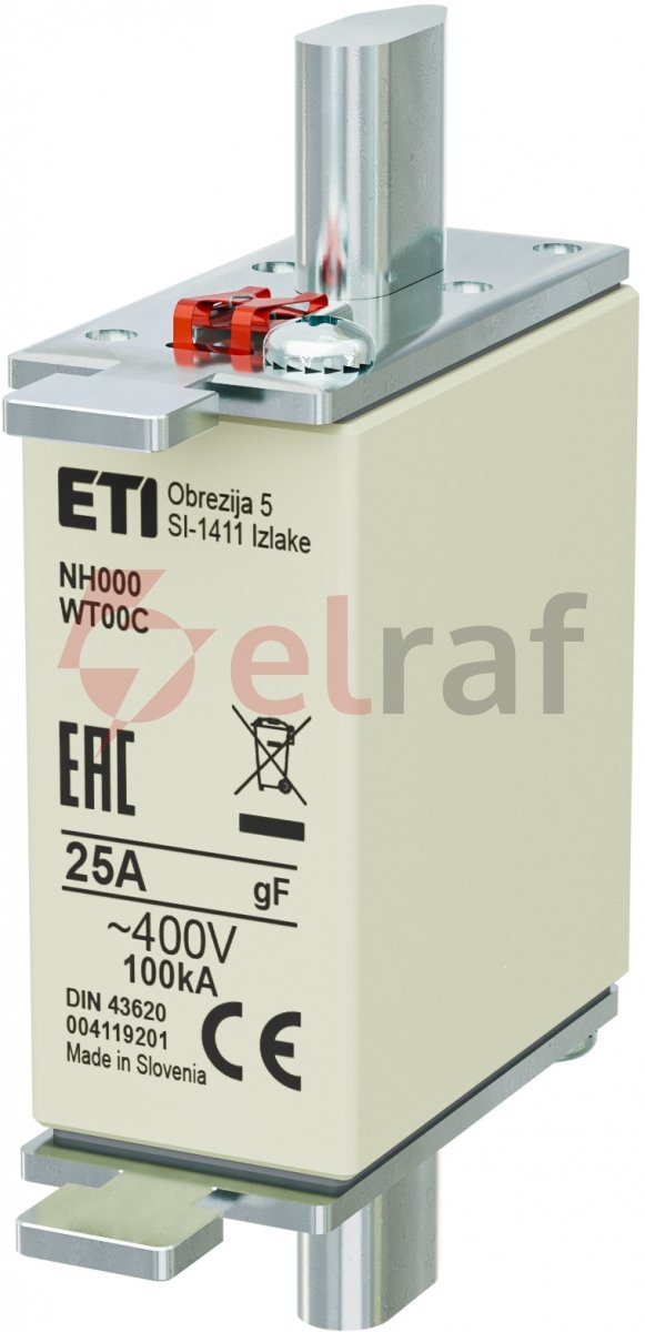 Wkładka bezpiecznikowa NH000 25A gF 400V WT-00C 004119201