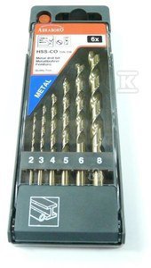 Z.HSS-Co DIN338 KOB.6SZT,FI2-3-4-5-6-8MM