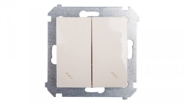 Simon 54 Łącznik schodowy podwójny z podświetlniem kremowy DW6/2L.01/41