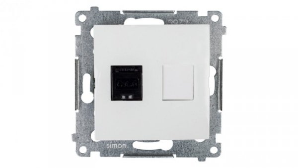 Simon 54 Gniazdo komputerowe pojedyncze RJ45 kat.6 z przesłoną białe D61.01/11