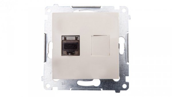 Simon 54 Gniazdo komputerowe pojedyncze RJ45 kat.6 ekranowane z przesłoną kremowe D61E.01/41