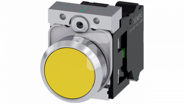 Przycisk metalowy 22mm błyszczący żółty 1Z z samopowrotem IP69k Sirius ACT 3SU1150-0AB30-1BA0