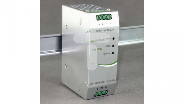 Zasilacz impulsowy KSE 06024P 230/ 24V DC 2,5A 60W na szynę DIN, Uzas: 85-264VACVAC, Ta70, 18924-9990