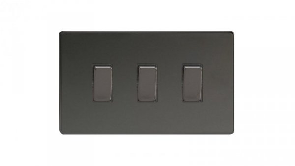 Łącznik uniwersalny schodowy potrójny 10A 230V klawiszowy - kolor czarne irydium METZ2E3.1I-D