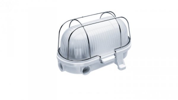 Oprawa kanałowa OVAL-7040B, E27, 60W, biała-bakelit, klosz matowy-szkło, IP54, siatka metalowa A1160-M