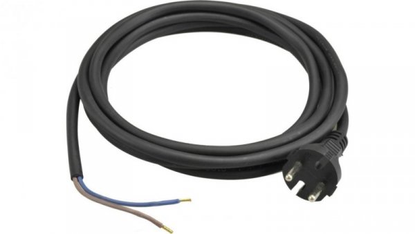 Przewód z wtyczką gumowy 2x1,5mm 5m czarny