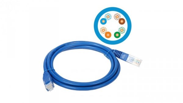 Patchcord UTP kat.6 kabel sieciowy LAN 2x RJ45 linka niebieski 0,25m Alantec