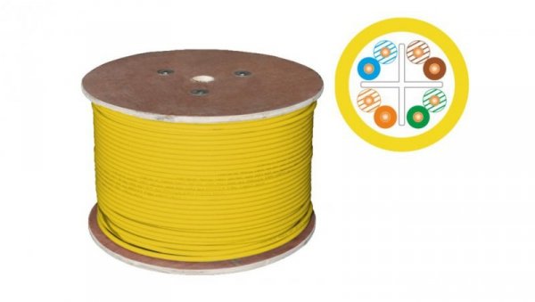 Kabel U/UTP kat.6 LSOH 4x2x23AWG B2ca ALANTEC /500m/ (ŻÓŁTA powłoka) KIU6LSOH500YB