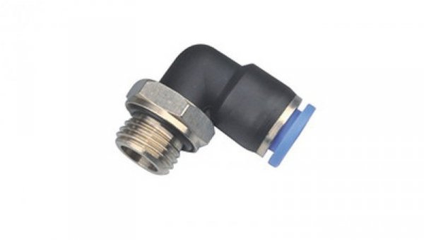 Złączka wtykowa kątowa niska z tworzywa sztucznego do węża 14, G1/2z, 125N.012-14
