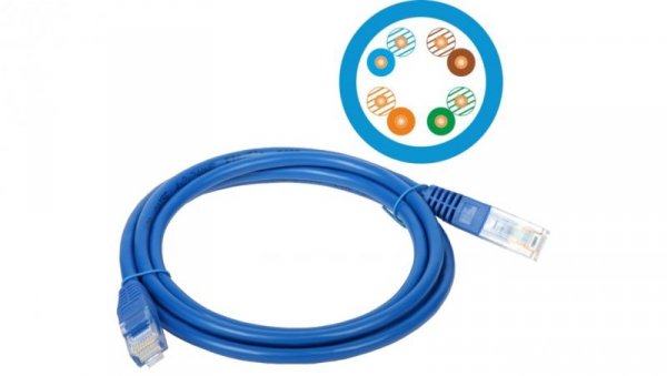 Patch-cord U/UTP kat.5e PVC 2.0m niebieski KKU5NIE2