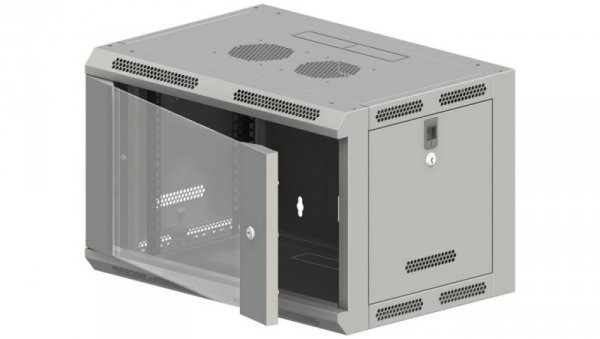 Szafa wisząca 19 9U 600x500, niedzielona, drzwi jednoskrzydłowe, szara FLAT PACK SW-9U-600-500-N-DSJ-OP-RP-B-S