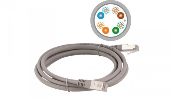 Patch-cord F/UTP kat.5e PVC 3.0m szary KKF5SZA3.0