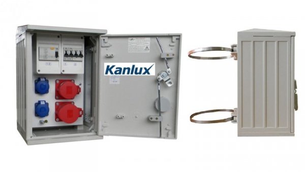 ROZDZIELNICA BUDOWLANA NA SŁUP (2X2P+Z, 1X16A/5P, 1X32A/5P) KANLUX RB26x40-K40-00112W-S0_KANLUX