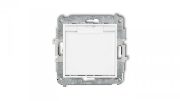 ICON Mechanizm gniazda bryzgoszczelnego z uziemieniem 2P+Z (klapka biała, przesłony torów prądowych) biały IGPB-1zp
