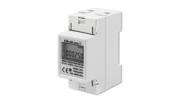 Qoltec Jednofazowy elektroniczny licznik miernik zużycia energii na szynę DIN 230V LCD 2P
