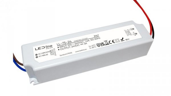 Zasilacz do taśm LED line PRIME 75-24 wodoszczelny IP67 24V 75W 5 lat gwar.