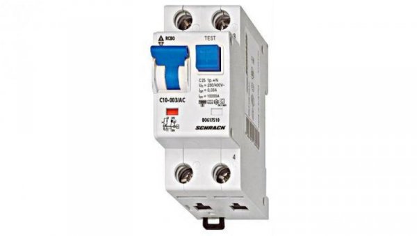 Wyłącznik instalacyjny C10A/1+n/30mA typ AC,10kA Seria BOLF