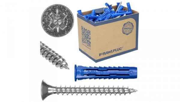 Kołki rozporowe uniwersalne 4ALL 10x50 z wkrętem z łbem stożkowym 6x60 25szt. RAWLPLUG