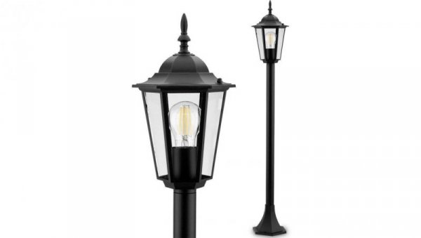 Lampa Ogrodowa Zewnętrzna E27 SŁUPEK LATARNIA 1m Czarna BELLIS LUMILED