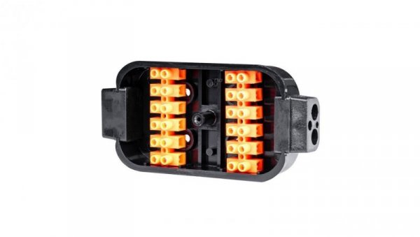 Puszka elektryczna do przyczepy 400V max. 10A 12-polowa ze złączami 6-10mm2 czarna AMIO