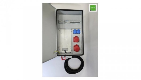 IP54 Metalowa rozdzielnica ścienna CEE 32A 16A 2x230V z bezpiecznikami HAGER FI z kablem 5m RB4