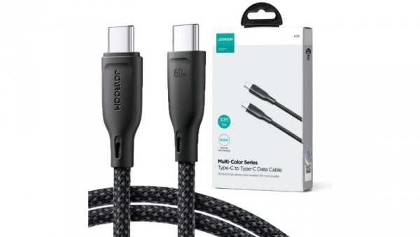 Kabel USB-C / USB-C Joyroom SA34-CC3 100cm 60W 5A PD w oplocie czarny