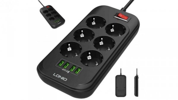 Listwa zasilająca LDNIO SE6403 6 Gniazd + 4x USB Przedłużacz