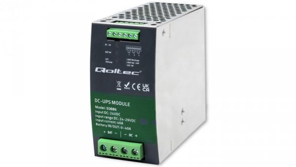 Qoltec Moduł UPS DC na szynę DIN 40A 24V