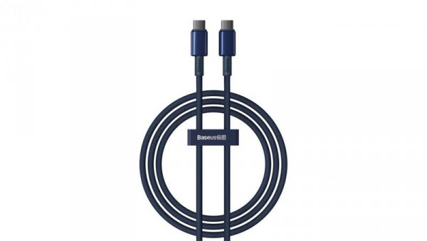 Kabel Baseus Tungsten Gold USB-C / USB-C 100W 1m - granatowy