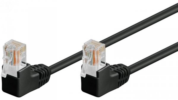 CAT 5eKabel łączący 1x 90 pod kątem,U/UTP, czarny - Długość kabla 3 m
