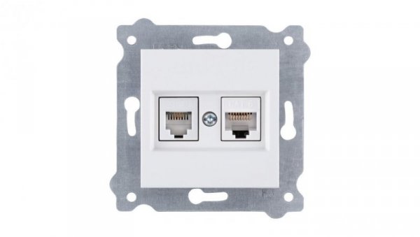 Gniazdo komputerowe kat.6 + gniazdo telefoniczne ( Kat. 6, Kat. 3, RJ45, RJ11 ) Biały 256/01