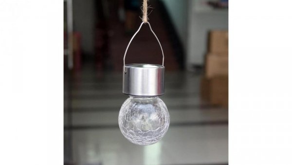 Lampa Solarna LED KULKA Ogrodowa Wisząca Szklana MARANTA IP44 6500K LUMILED