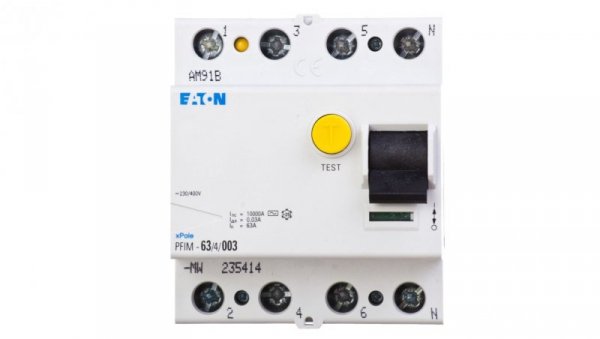 Wyłącznik różnicowoprądowy 4P 63A 0,03A typ AC PFIM-63/4/003-MW 235414