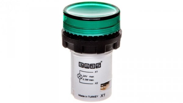 Lampka sygnalizacyjna MB z LED, monoblok, 24V AC/DC, płaski klosz, zielona T0-MBSD024Y