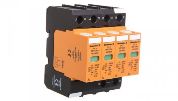 Ogranicznik przepięć Typ T1+T2 Typ T1+T2 4P 12,5kA 1,4kV 280V VPU I 4 280V/12,5KA 1352180000