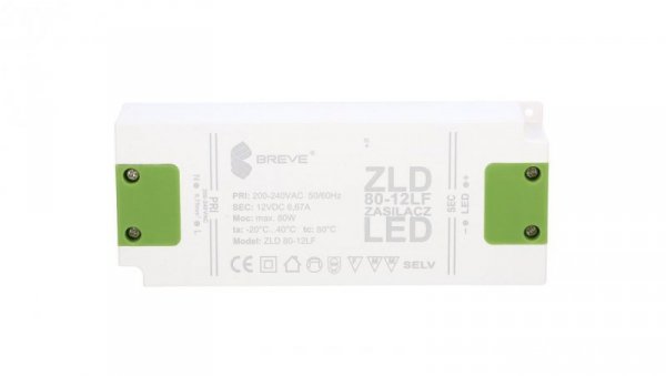 Zasilacz LED 12V DC 80W ZLD 80-12LF 6,6A 19712-9009
