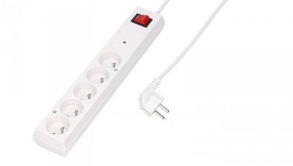 Listwa przeciwprzepięciowa PS-5PF z filtrem 5-gniazd z/u 10A 3m /OMY 3x1/ biała