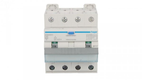 Wyłącznik różnicowo-nadprądowy RCBO 4P C40A 0,03A Typ A 6kA RCBO ADM490C