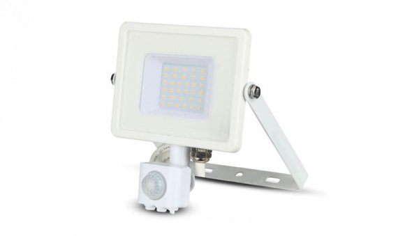 Projektor LED 30W 2400lm 6400K Dioda SAMSUNG z czujnikiem ruchu PIR Biały IP65 459