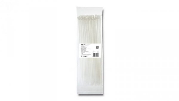 Qoltec Opaski zaciskowe Trytki kablowe 3.6*300mm 100 szt. Nylon66 UV Białe