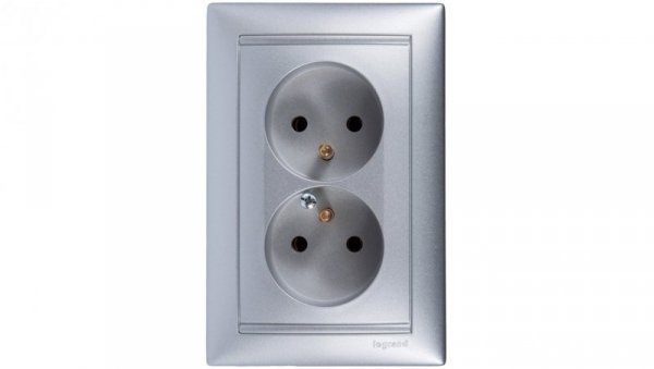 VALENA Gniazdo podwójne z/u 16A IP20 aluminium 770278